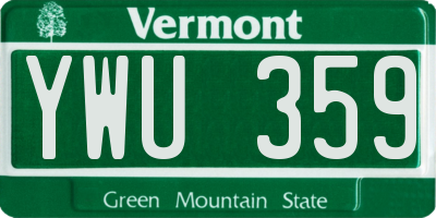 VT license plate YWU359