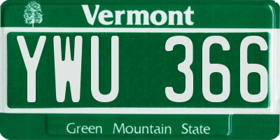 VT license plate YWU366