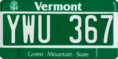 VT license plate YWU367