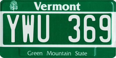 VT license plate YWU369