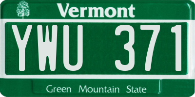 VT license plate YWU371