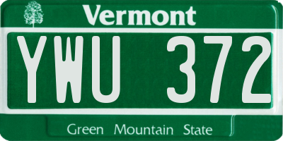 VT license plate YWU372