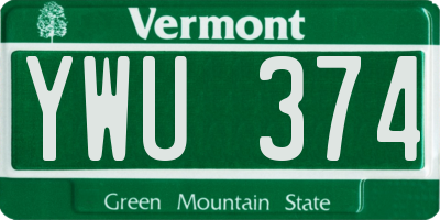 VT license plate YWU374