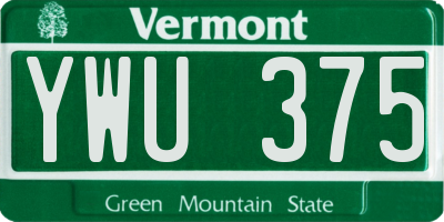 VT license plate YWU375