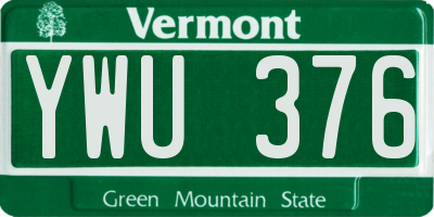 VT license plate YWU376