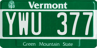 VT license plate YWU377