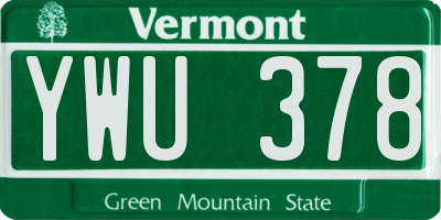 VT license plate YWU378
