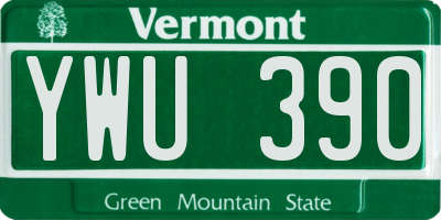 VT license plate YWU390