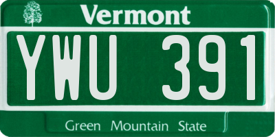 VT license plate YWU391