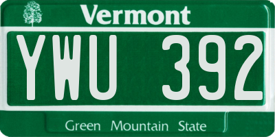 VT license plate YWU392