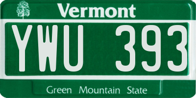 VT license plate YWU393