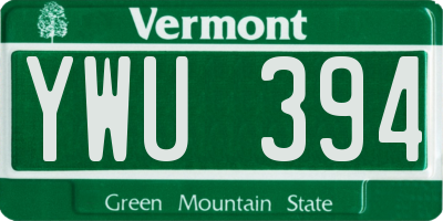 VT license plate YWU394
