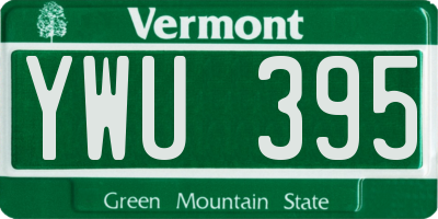 VT license plate YWU395