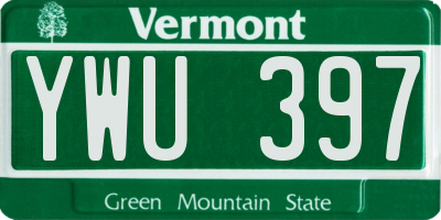 VT license plate YWU397