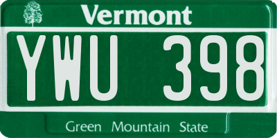 VT license plate YWU398