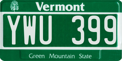 VT license plate YWU399