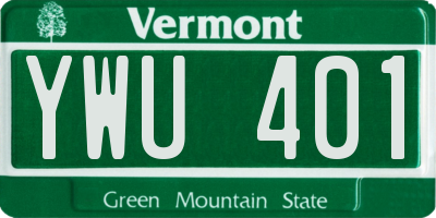 VT license plate YWU401