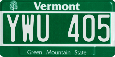 VT license plate YWU405