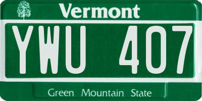 VT license plate YWU407
