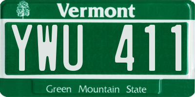 VT license plate YWU411