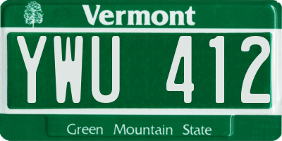 VT license plate YWU412