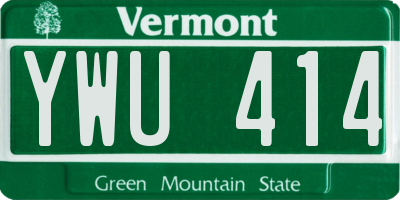 VT license plate YWU414