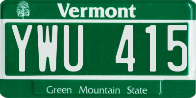 VT license plate YWU415