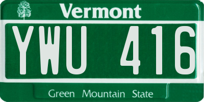 VT license plate YWU416