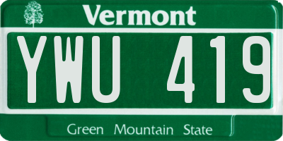 VT license plate YWU419