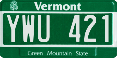 VT license plate YWU421