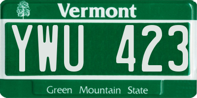 VT license plate YWU423
