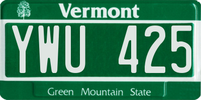 VT license plate YWU425