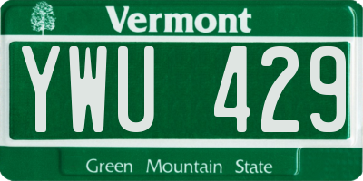 VT license plate YWU429