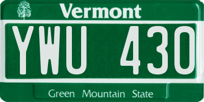 VT license plate YWU430