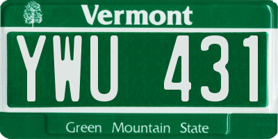 VT license plate YWU431