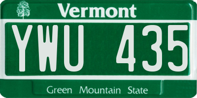 VT license plate YWU435