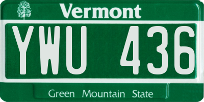 VT license plate YWU436