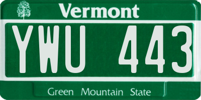 VT license plate YWU443
