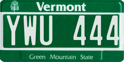 VT license plate YWU444