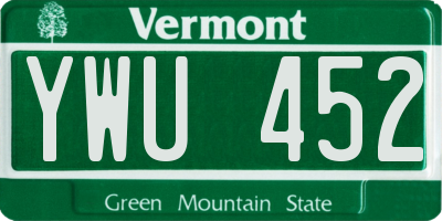 VT license plate YWU452