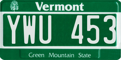 VT license plate YWU453