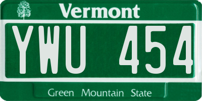 VT license plate YWU454