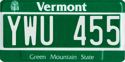 VT license plate YWU455