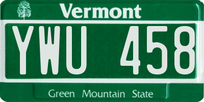 VT license plate YWU458