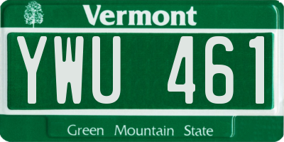VT license plate YWU461