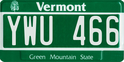 VT license plate YWU466