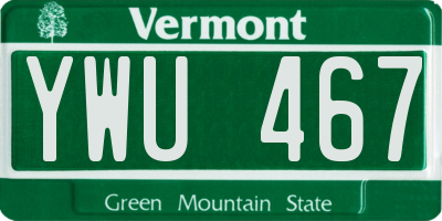 VT license plate YWU467