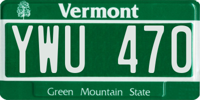 VT license plate YWU470