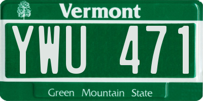 VT license plate YWU471