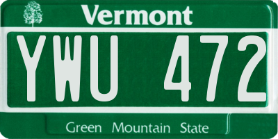 VT license plate YWU472